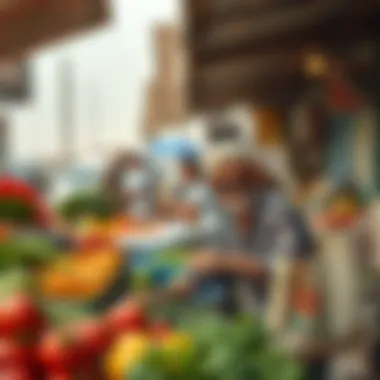 Local farmers selling organic produce at the market