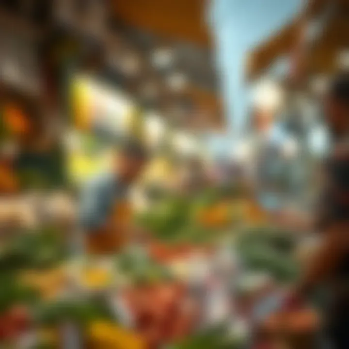 Local vendors engaging with customers at the market