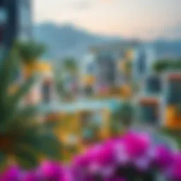 Scenic view of Rose 6 Tecom, showcasing modern architecture and lush greenery