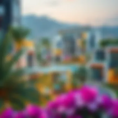 Scenic view of Rose 6 Tecom, showcasing modern architecture and lush greenery