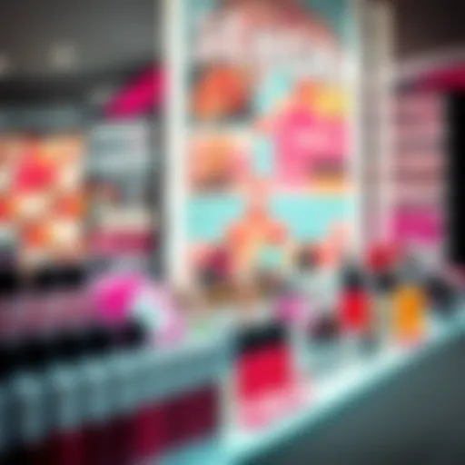 Sephora Beauty Product Showcase A vibrant display of beauty products at Sephora