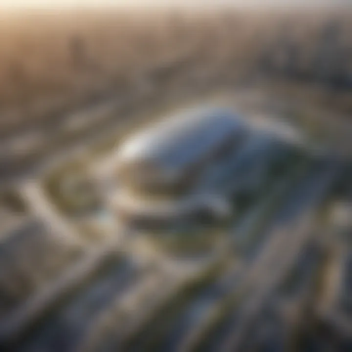 Aerial view of Sports City Metro Station located near sports facilities