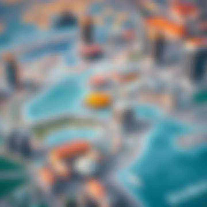 Map illustrating strategic geographical positioning of major global cities