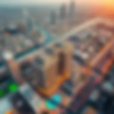 Aerial View of The Gate Residence 2 Aerial view showcasing The Gate Residence 2 amidst Dubai's skyline