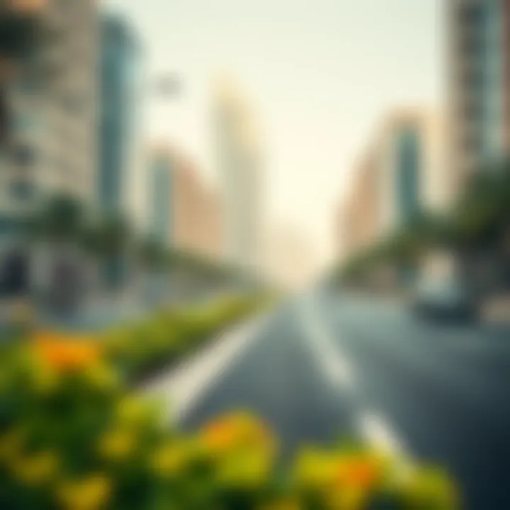 Dedicated Bike Lanes Promoting Eco-Friendly Transportation A bike lane in Dubai encouraging eco-friendly commuting