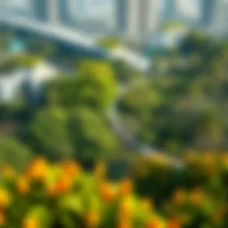 Lush green parks in urban Dubai promoting biodiversity