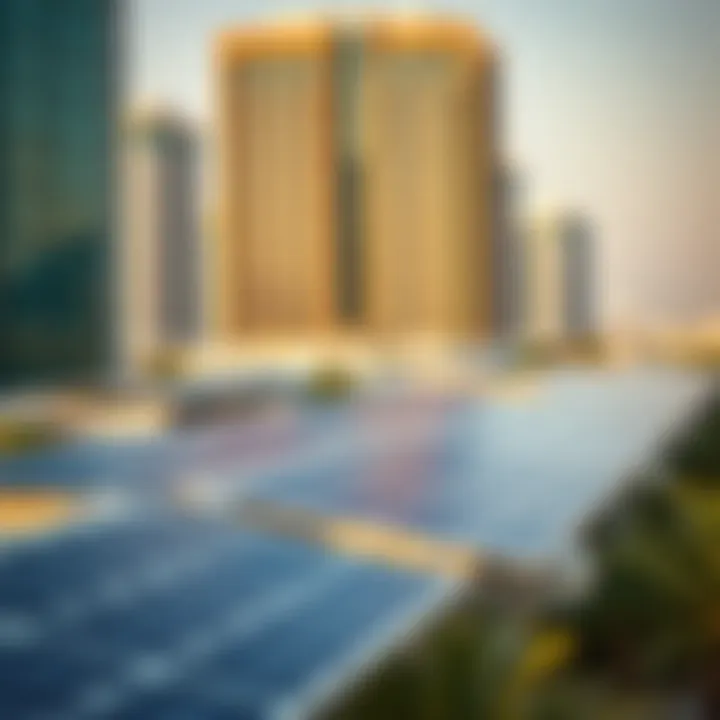 Harnessing Solar Energy for a Sustainable Future Solar panels on Dubai buildings illustrating renewable energy efforts