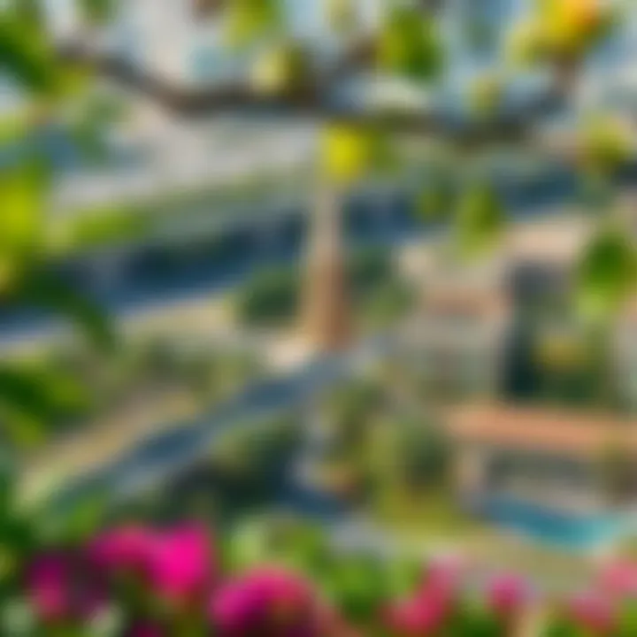 Scenic view of The Greens community showcasing lush greenery and modern architecture