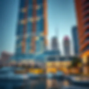 Architectural details of Tiger Tower's facade