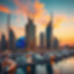 Stunning view of Tiger Tower Marina at sunset