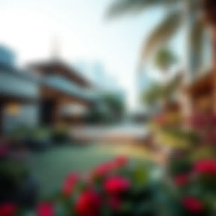 A tranquil garden area within the healthcare city embodying the essence of Thai culture and mindfulness.