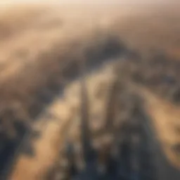 Aerial view showcasing Dubai's skyline and desert landscape.