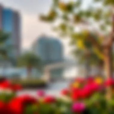 Amenities available in Al Khail Gate, including parks and recreational areas.