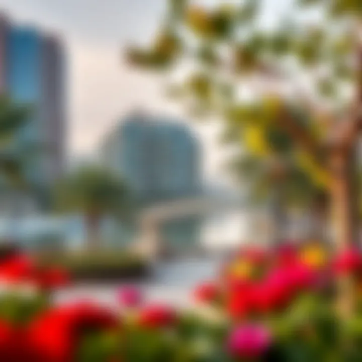 Amenities available in Al Khail Gate, including parks and recreational areas.