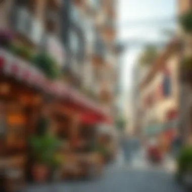 Local Cafes and Shops in Dubai Vibrant street scene showcasing local cafes and shops in a Dubai neighborhood