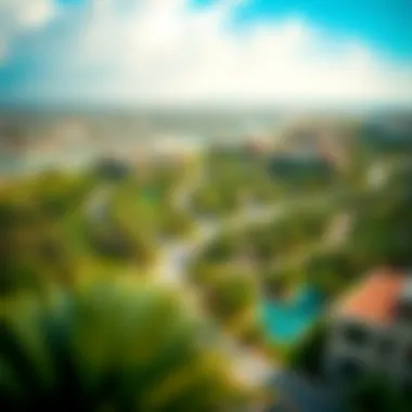 Aerial view of The Greens community showing lush greenery and modern architecture