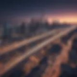 A panoramic view of Dubai's skyline showcasing metro stations