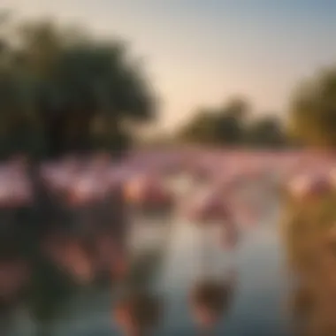 Scenic view of Ras Al Khor Wildlife Sanctuary with flamingos