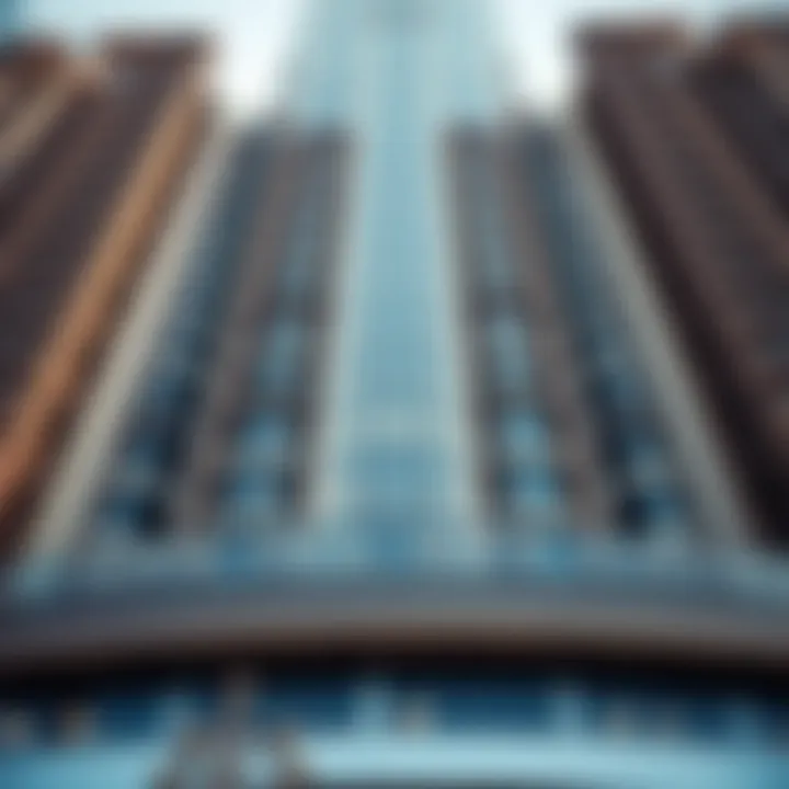 Close-up of the architectural details of the Sky Tower's facade