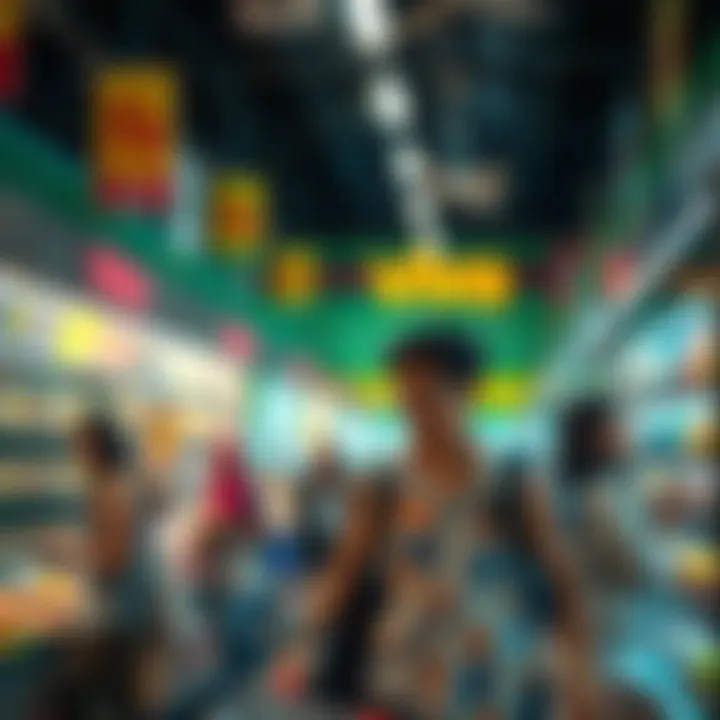 Customers Enjoying Their Shopping Experience Happy customers exploring various sections of the supermarket.