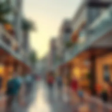 Shopping Area of Wasl Pearl A bustling shopping area highlighting local boutiques and dining options in Wasl Pearl