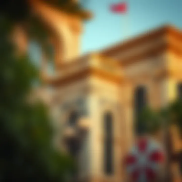 Close-up of architectural details of the first building at Wasl Port