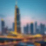 A stunning view of Wasl Tower against the Dubai skyline