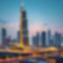 A stunning view of Wasl Tower against the Dubai skyline