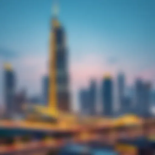 A stunning view of Wasl Tower against the Dubai skyline