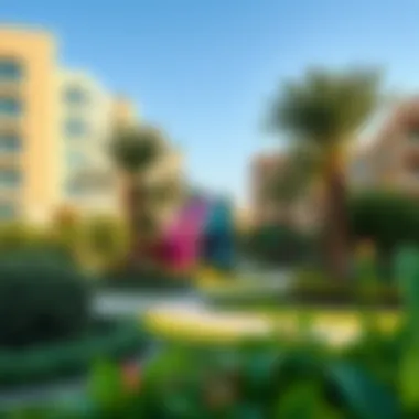 Community park in Wasl Village with lush greenery