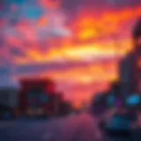 Sunset over Al Quoz highlighting the vibrant sky