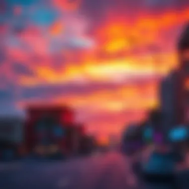 Sunset over Al Quoz highlighting the vibrant sky