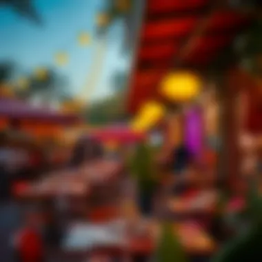 A vibrant outdoor dining scene filled with diverse culinary options available in the community.